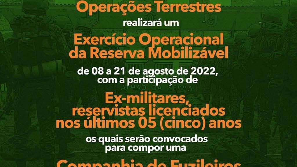 Exército Brasileiro convoca reservistas para apresentação