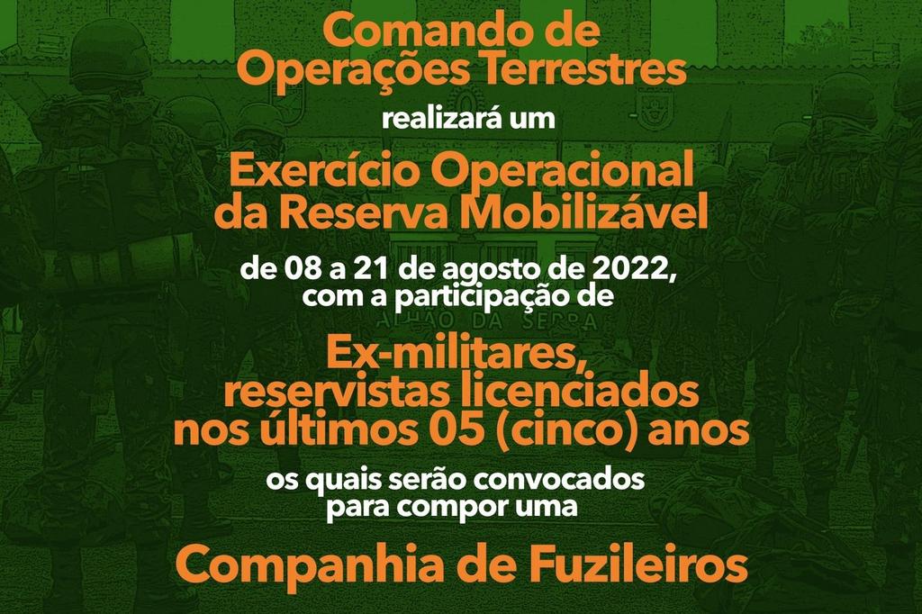 Exército convoca reservistas para treinamento