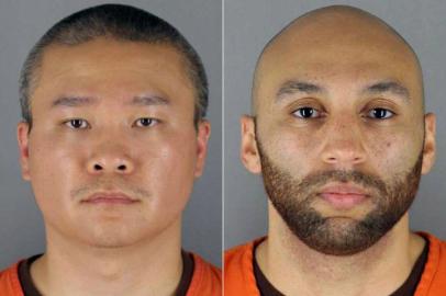 (COMBO) This combination of handout photos provided by the Hennepin County Jail created on June 03, 2020 shows (L-R) ex-officers Tou Thao, J. Alexander Kueng in booking photos. - Two former Minneapolis police officers were sentenced to prison on July 27, 2022, for their roles in the May 2020 killing of George Floyd, a Black man whose death sparked protests against racial injustice across the US. US District Judge Paul Magnuson sentenced Kueng to three years in prison and Thao to three and a half years on federal charges. (Photo by Handout / Hennepin County Jail / AFP) / RESTRICTED TO EDITORIAL USE - MANDATORY CREDIT AFP PHOTO / Hennepin County Jail  - NO MARKETING - NO ADVERTISING CAMPAIGNS - DISTRIBUTED AS A SERVICE TO CLIENTSRESTRICTED TO EDITORIAL USE - MANDATORY CREDIT AFP PHOTO / Hennepin County Jail  - NO MARKETING - NO ADVERTISING CAMPAIGNS - DISTRIBUTED AS A SERVICE TO CLIENTSRESTRICTED TO EDITORIAL USE - MANDATORY CREDIT AFP PHOTO / Hennepin County Jail  - NO MARKETING - NO ADVERTISING CAMPAIGNS - DISTRIBUTED AS A SERVICE TO CLIENTSRESTRICTED TO EDITORIAL USE - MANDATORY CREDIT AFP PHOTO / Hennepin County Jail  - NO MARKETING - NO ADVERTISING CAMPAIGNS - DISTRIBUTED AS A SERVICE TO CLIENTS / <!-- NICAID(15159869) -->