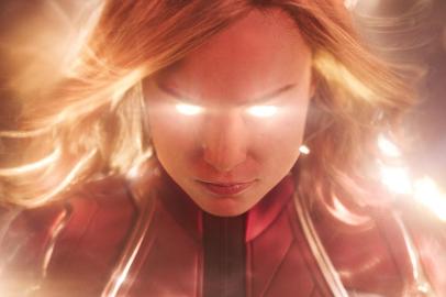 Brie Larson como a Capitã Marvel no filme de mesmo nome, primeiro longa-metragem da Marvel protagonizado por uma heroína.<!-- NICAID(13983054) -->