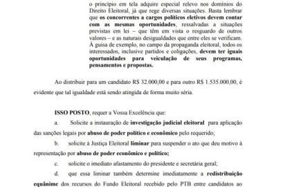 Candidatos do PTB pedem afastamento do presidente do partido, Elizandro Sabino, e redistribuição dos recursos do fundo eleitoral.<!-- NICAID(15219880) -->