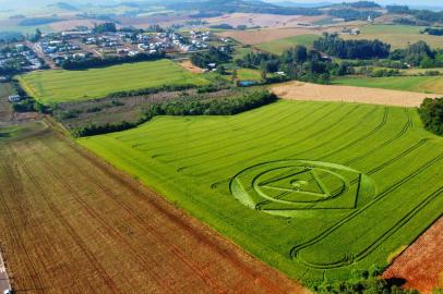 04/10/2022 - ABELARDO LUZ, SC - Desenho misterioso aparece em plantação de trigo no oeste catarinense. FOTO: Tiago Kosinski / Arquivo Pessoal<!-- NICAID(15226414) -->