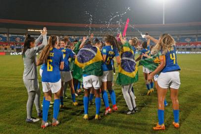 Partida Brasil x Índia pela terceira rodada do Mundial Feminino Sub-17 no Kalinga Stadium, na cidade de Bhubaneswar, Índia nessa segunda-feira 17/10.<!-- NICAID(15238339) -->