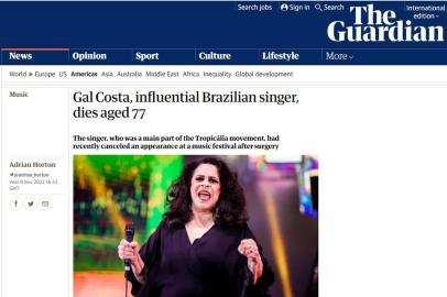 Imprensa internacional repercute morte de Gal Costa<!-- NICAID(15259954) -->