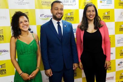 Bancada negra da Câmara de Vereadores de Caxias do Sul. Na foto, os vereadores Estela Balardin, Lucas Caregnato e Denise Pessoa. <!-- NICAID(15269675) -->