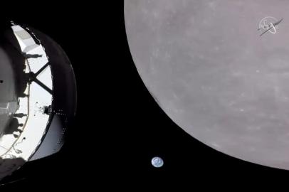 Missão Artemis I se aproxima da Lua - Foto: NASA/YouTube/Reprodução<!-- NICAID(15271116) -->