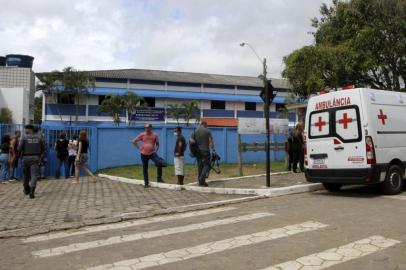 Um jovem de 16 anos entrou atirando em duas instituições de ensino de Aracruz, no Espírito Santo.Na imagem, Escola Estadual Primo Bitti, onde duas professoras foram mortas durante o atentado.<!-- NICAID(15277725) -->