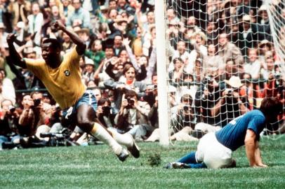 Pele turns away in celebration after scoring Brazils first goal. Brazil v Italy World Cup Final 19701970 FIFA World Cup, Mexico - 1970<!-- NICAID(15282513) -->