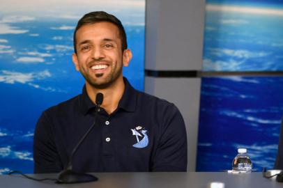 United Arab Emirates astronaut and mission specialist, Sultan Al Neyadi (L), and Roscosmos cosmonaut and mission specialist, Andrey Fedyaev, participate in a news conference on the upcoming SpaceX Crew-6 mission to the International Space Station, at NASAs Johnson Space Center in Houston, Texas, on January 25, 2023. - The Falcon 9 rocket and the Dragon Endeavour spacecraft is scheduled to launch no earlier than February 26, 2023, from Launch Complex 39A at NASAs Kennedy Space Center in Florida. (Photo by Mark FELIX / AFP)Editoria: SCILocal: HoustonIndexador: MARK FELIXSecao: space programmeFonte: AFPFotógrafo: STR<!-- NICAID(15331564) -->