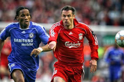 liga dos campeões - semifinal - europa - campeonato europeu - liverpool - chelsea - times ingleses - inglaterra - futebol - esportes - competição - Estádio Anfield - drogba - atacante - Carragher - 22/04/2008 